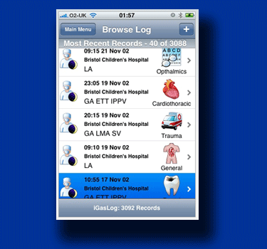 iPhone logbook screenshot